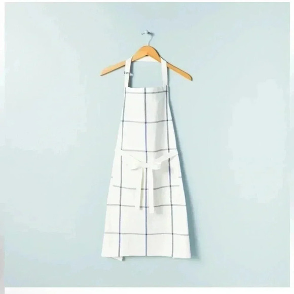 NWT HEARTH & HAND GRID COTTON & LINEN APRON - Picture 1 of 5